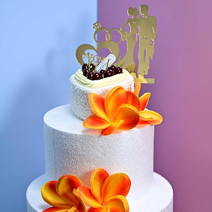 Birthday Gifts for Women 10pcs Gradient Bright Orange Flowers PU Real Touch Flowers Hawaiian Plumeria Frangipani Artificial Flowers for DIY Birthday Gifts Wedding Gifts Home Decor Table Centerpiece