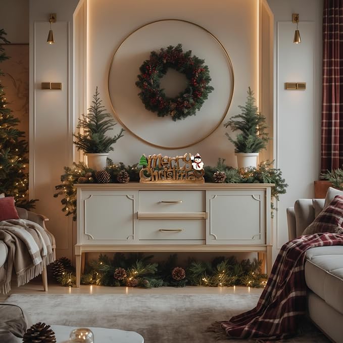 Decozen Living Room Decor: Handcrafted Merry Christmas Centerpiece - Christmas, Bedroom, Indoor Coffee Table, House, Dining Room, Farmhouse & Kitchen Decor, Housewarming Gifts - Solid Wood