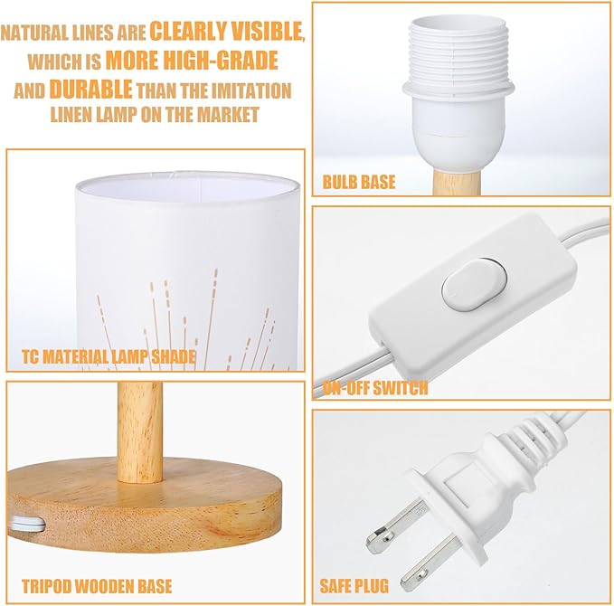 Bonuci Bedside Table Lamp for Bedroom Boho Desk Lamp Minimalist Bedside Desk Lamp 3W Sun Background Trendy Abstract Geometric Small Night Stand Lamp with Wood Base for Bedroom Living Room Desk Office