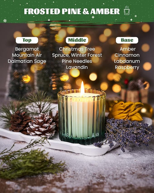 M&SENSE Holiday Pine Scented Soy Candles, Christmas Tree Jar Candle, Winter Candle Gifts for Home Decor, Up to 60 Hours Burning, Natural Soy Wax Relaxing Aromatherapy Candle