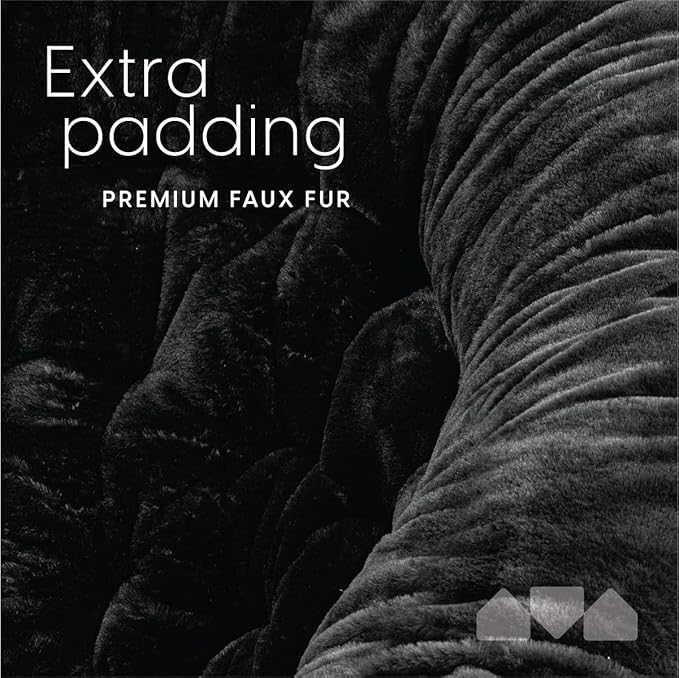 Milliard Saucer Chair For Adults, Teens & Kids, Black, Faux Fur XL Circle Chair for Bedroom, Dorm & Gaming, Foldable Comfy Accent Seat for Small Spaces, Folding Moon / Mushroom / Round Oversized Style