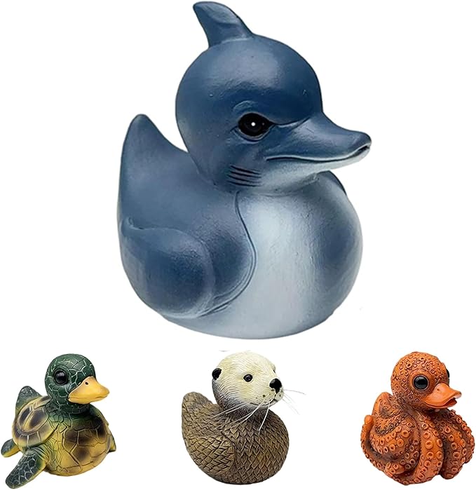 Whimsical Resin Shelf Sitter - 3 Inch Mini Decorative Sculpture for Office Desk Kitchen Living Room School - Creative Tabletop Ornament Gift with Exquisite Detailing (Dolphins)