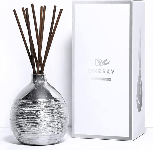 Onesky Reed Diffuser Set 3.4oz(100ml)Lemon&Jasmine&Raspberry Scented Essential Oil Diffuser for Home/Office, Fragrance Gift Set with Botanical&Cotton Sticks for LivingRoom/Bedroom/Bathroom Decoration