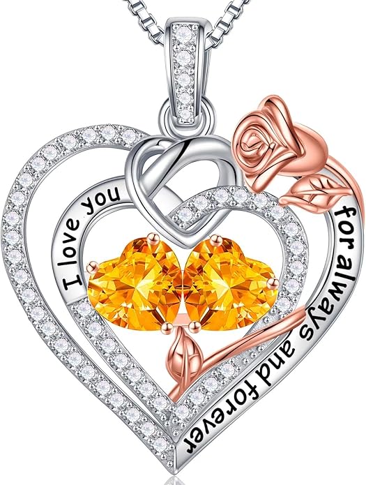 Iefil Christmas Gifts for Wife Women - 925 Sterling Silver Double Birthstone Necklace, Anniversary Birthday Gifts for Women, Jewelry Gift for Wife Girlfriend Mom Her