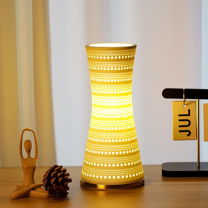 Modern Ceramics Table Lamp White Canton Tower Style Desk Lamp Night Light Accent Lamp 4.5x10 Inch