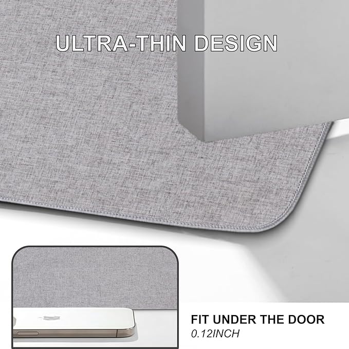 Indoor Door Mat, 1/10 in Ultra Thin Door Mat, Non-Slip Natural Rubber Backing Inside Doormat, Washable, Low-Profile Entrayway Mats, Durable Dirt Trapper for Various Entrance, 30''X17'' Grey