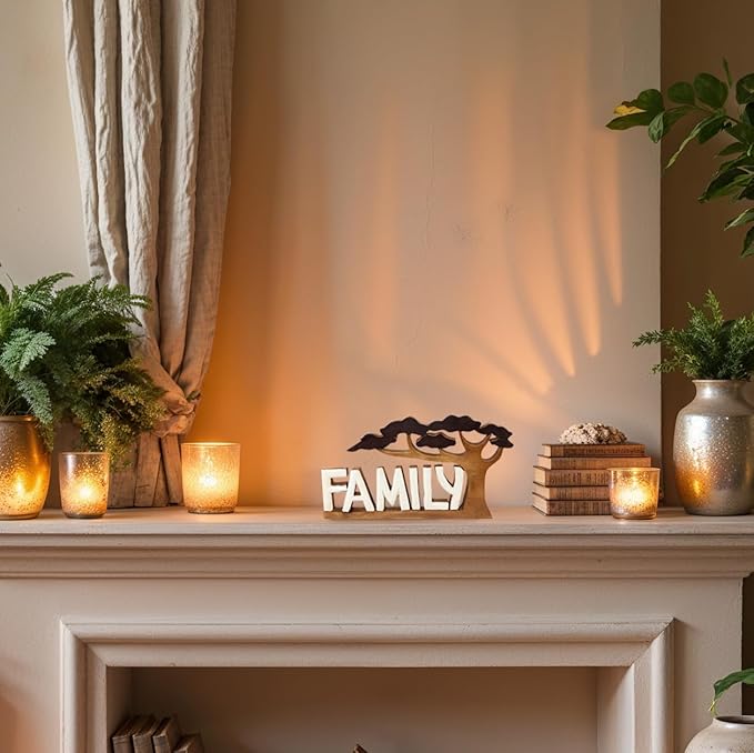 Decozen Gifts for Mom - Wooden Family Sculpture - Mother's Day Birthday Gifts, Home, Office, Living Room, Shelf, Fireplace, Farmhouse, Tabletop, Boho and Mantle Decor - Mothers Day Decorations