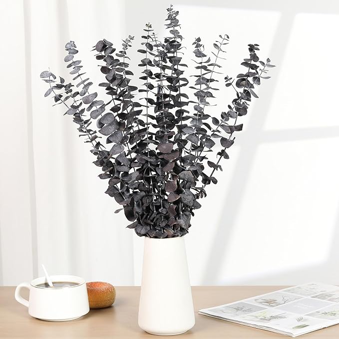 16 Pcs Dried Eucalyptus Stems, 17'' Natural Fresh Eucalyptus Leaves Branches Hanging for Shower, Preserved Real Purple Plant Live for Home SPA Wall Bathroom Wedding Party Vase Decor
