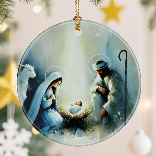 Nativity Scene Christmas Ornament, Jesus’ Birth Christmas Ornament, Holy Family Decoration, Religious Holiday Decor | Gifts for Christian, Gifts for Religious Women - Style A