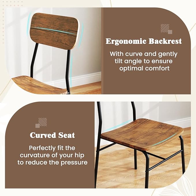 Tangkula Dining Table Set for 4,Kitchen Table & Chair Set w/Storage Rack, Metal Frame, Space-Saving Dinette Furniture Set for Breakfast Nook, Dining Room, Small Places