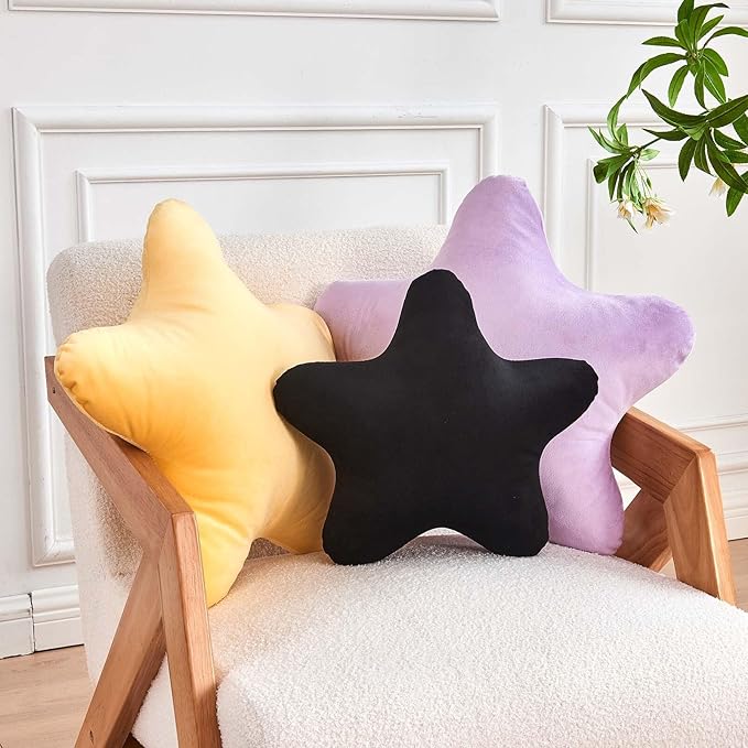 Yellow Star Throw Pillow, Soft 14.9" Star Shaped Decorative Throw Pillow for Bedroom, Living Room, Patio