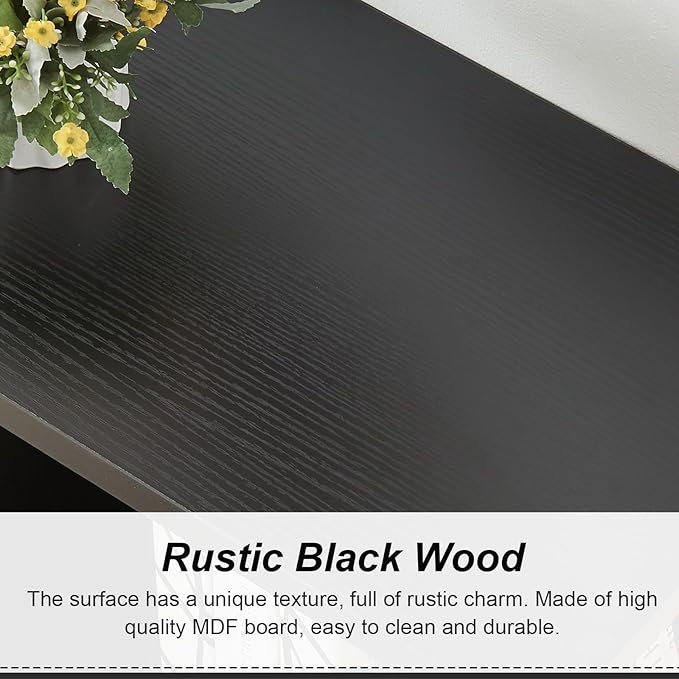 HOMISSUE Sofa Console Table, Rustic Console Table with 3-Tier Storage, Engineered Wood Sofa Tables with Open Shelves, Heavy Duty Entryway Tables for Living Room, Hallway (47 Inch, Black)