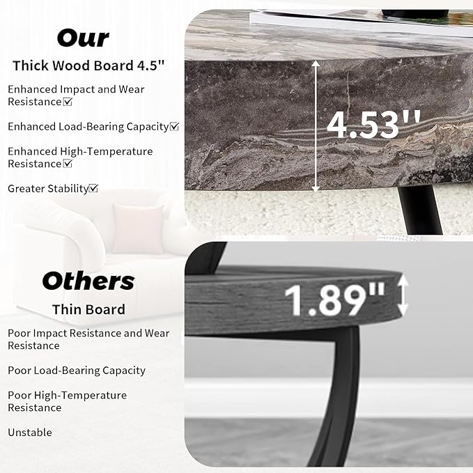 31.5" Modern Round Coffee Table,Small Coffee Tables Center Table with Metal Legs Marble-Patterned Tabletop for Living Room Office Apartment,Easy to Assemble, Grey Marble