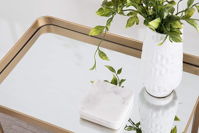 Kate and Laurel Celia Modern Mirrored Tray Side Table, 18 x 12 x 26, Gold, Foldable Rectangular End Table for Storage and Display