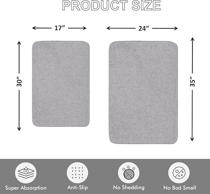 Indoor Door Mat Entrance, 1/10 in Ultra Thin Door Mat for Inside Entry, Super Non-Slip, Washable Doormat, Fade Resistant, Low Profile Dirt Trapper Outdoor for Bathroom and Kitchen, 47''X24'', Grey