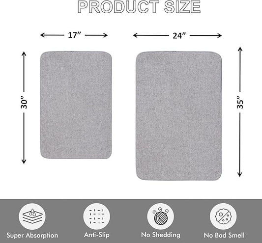 Indoor Door Mat Entrance, 1/10 in Ultra Thin Door Mat for Inside Entry, Super Non-Slip, Washable Doormat, Fade Resistant, Low Profile Dirt Trapper Outdoor for Bathroom and Kitchen, 47''X24'', Grey