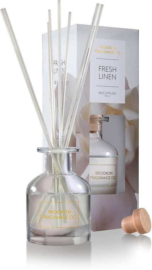 Brooklyn Fragrance Co Expressive Scent Reed Diffuser: Long-Lasting Home Fragrance, 100mL Bottles, Over 20 Scents Including Lavender, Jasmine, Fresh Linens