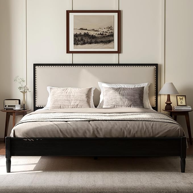 100% Solid Oak Round Side Table, Small Table w/Stable Frame, Round End Table, Small Side Table for Living Room, Bedroom, Couch(Walnut, 17.71" D x 19.68" H)