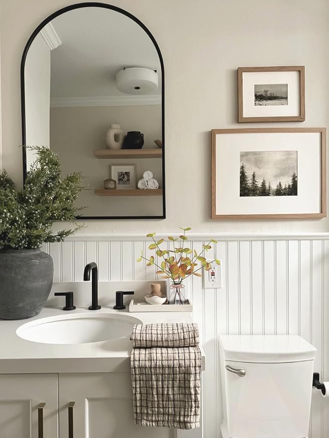 Fall Fake Eucalyptus Stems in Glass Vase with Faux Water 14" Fake Fall Plants with Artificial Eucalyptus Leaves Fall Decorations for Home Bathroom Desk Coffee Table Centerpiece Office Farmhouse Decor