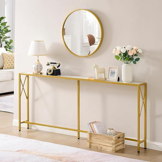 70" Gold Sofa Table,Console Table,Behind Couch Table, Entryway Table Skinny Stand for Hallway, Living Room, Bedroom