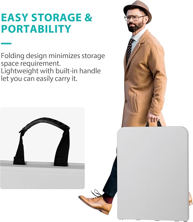 ZenStyle 6 ft Folding Table - 71"x27" Rectangular Portable Plastic Table for Indoor, Outdoor, Camping, Parties & Events | Lightweight Multi-Purpose Utility & Dining Table