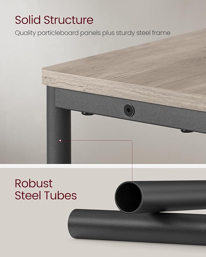 VASAGLE Side Tables with Charging Station, Set of 2 Narrow End Tables, 3-Tier Nightstands, Sofa Tables for Small Spaces, for Living Room, Bedroom, Study, Heather Greige and Ink Black ULCT664K04