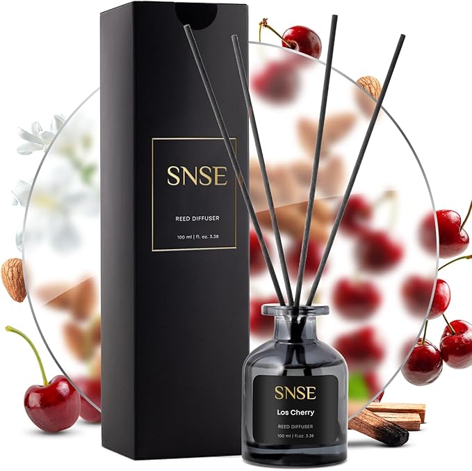 SNSE Los Cherry Reed Diffuser Set - Premium Reed Diffusers for Home with Diffuser Reeds, Luxurious Gift Aroma, Sophisticated Scent, Ideal for Relaxation, Elegant Home Fragrance