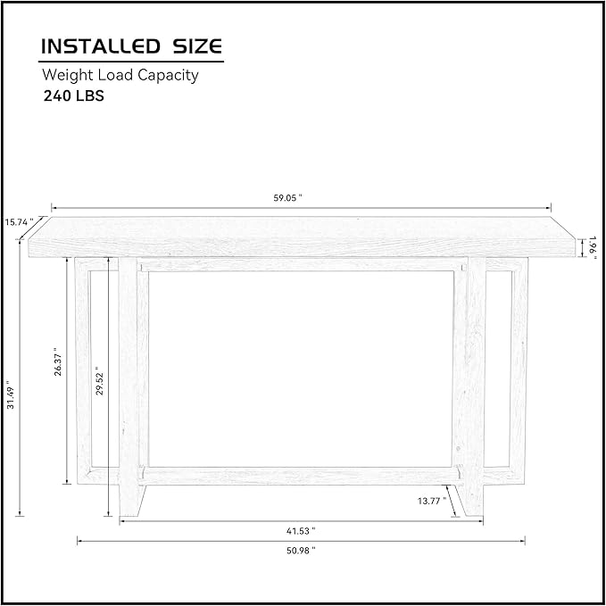 Console Table 59.05" Wood Narrow Entryway Modern Extra Long Decorative Sofa Table Accent Hallway Table for Entryway, Hallway, Living Room, Foyer, Corridor, Oak
