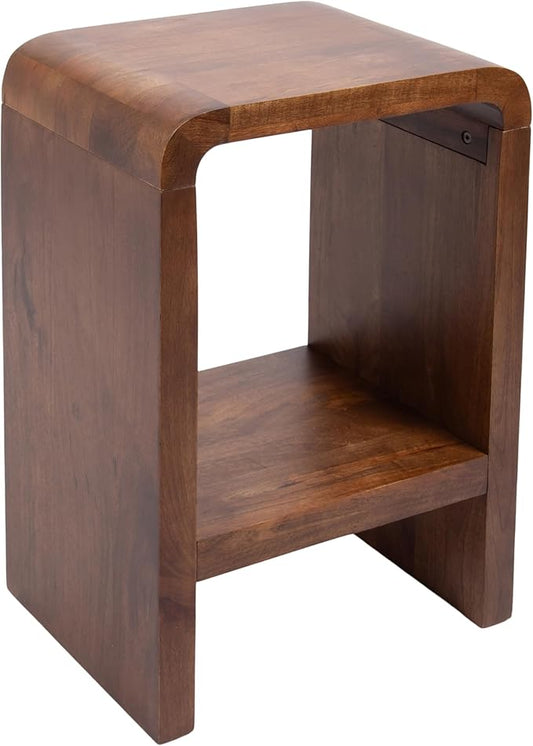 Kate and Laurel Reddy Modern Arched Wood Side Table, 16 x 12 x 24, Walnut Brown, Transitional Two-Tier End Table for Use as a Bedroom Nightstand or Small Record Player Stand