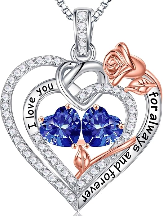 Iefil Christmas Gifts for Wife Women - 925 Sterling Silver Double Birthstone Necklace, Anniversary Birthday Gifts for Women, Jewelry Gift for Wife Girlfriend Mom Her