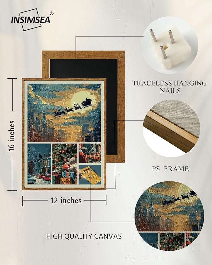 InSimSea Funny Christmas Decorative Picture Frame Wall Art, Traffic Violation Ticket Canvas Painting, American Parody Comic Holiday Decoration Unique Christmas Gift, Suitable for Dining Table Wall Farmhouse Mantel Home Office 16L x 12W