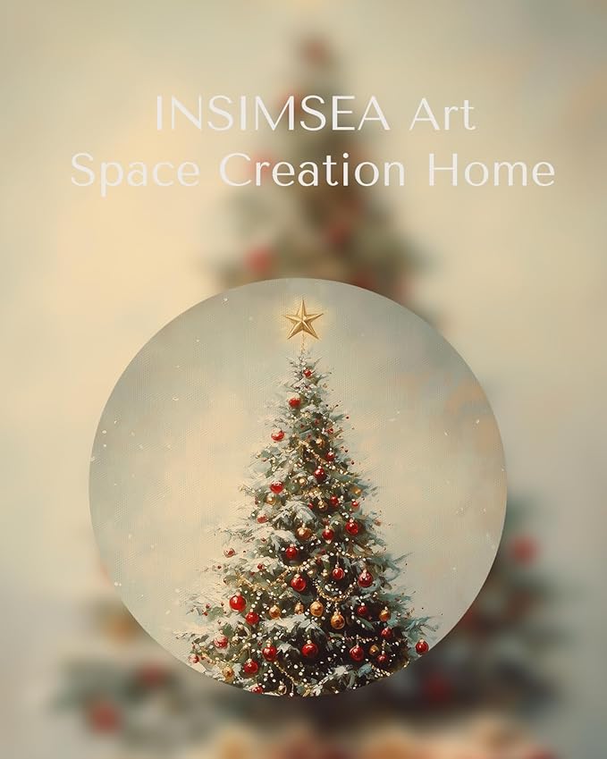 InSimSea Christmas Decor Framed Wall Art, Christmas tree and gifts Canvas Painting, Warm Holiday decor Unique Christmas Gifts For Table Wall Farmhouse Mantel Home Office 16L x 12W