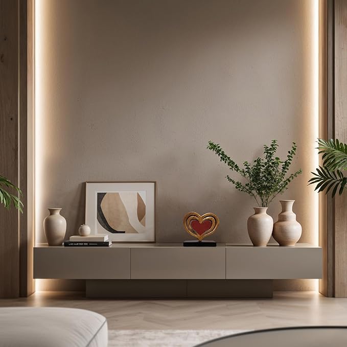 Decozen Gifts for Mom - Wooden Heart Sculpture - Mother's Day Birthday Gifts, Home, Office, Living Room, Shelf, Fireplace, Farmhouse, Tabletop, Boho and Mantle Decor - Mothers Day Decorations