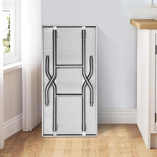 VEVOR Commercial Worktable Workstation 48 x 24 Inch Folding Commercial Prep Table, Heavy-duty Stainless Steel Folding Table with 772 lbs Load, Kitchen Work Table, Silver Stainless Steel Kitchen Island