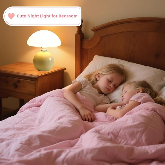 Mushroom Lamp for Bedroom Living Room,Mushroom Table Lamps for Bedside Night Stands,3 Color Temperature Desk Small Table Lamp,Cute Mini Modern Night Light Lamp,Unique Home Decoration