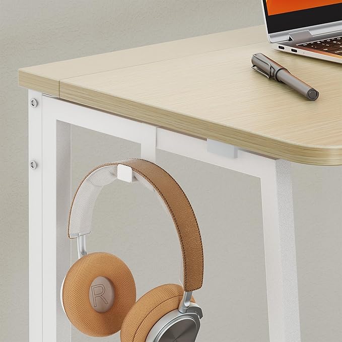 WOHOMO Folding Desk, Small Foldable Desk 47.2" for Small Spaces, Space Saving Computer Table Writing Workstation for Home Office, Easy Assembly, Oak