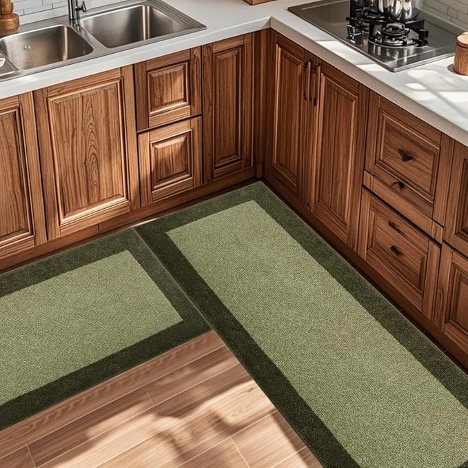 Machine Washable (24" x 36"+ 24" x 60"') Runner Rugs Set of 2, Non Slip Kitchen Mats for Floor, Absorbent Entryway Rug for Kitchen, Bedroom, Hallway, Bathroom, Door (Roll Packing)