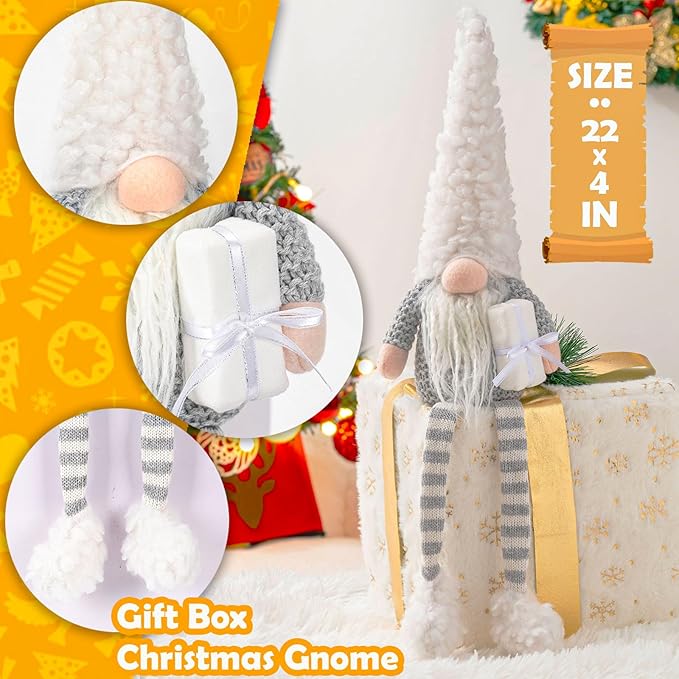 DraMosary Christmas Gnomes Plush Elf Decoration,3PCS Handmade Winter Gnomes Snowflake for Home Office Table Ornament Tiered Tray Party Decor