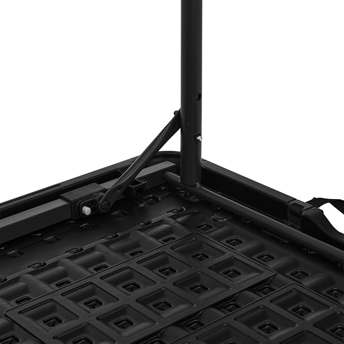 Amazon Basics 4 Foot Rectangular Folding Dining Table, 4 Adjustable Height Settings with Carrying Handle, Indoor & Outdoor, Washed Black, 47.8 x 23.9 x 33.9 in