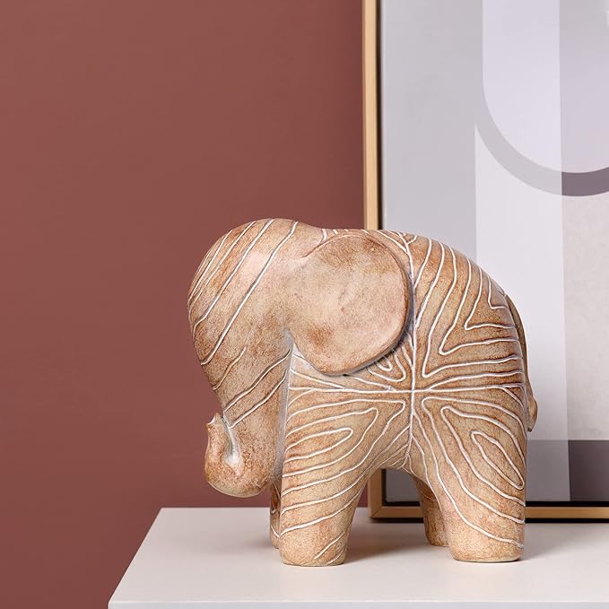Elephant Statue, African Animal Decor, Wooden Elephant Gift for Women, Boho Decor for Living Room, Shelf, Office（1Pack, Big）