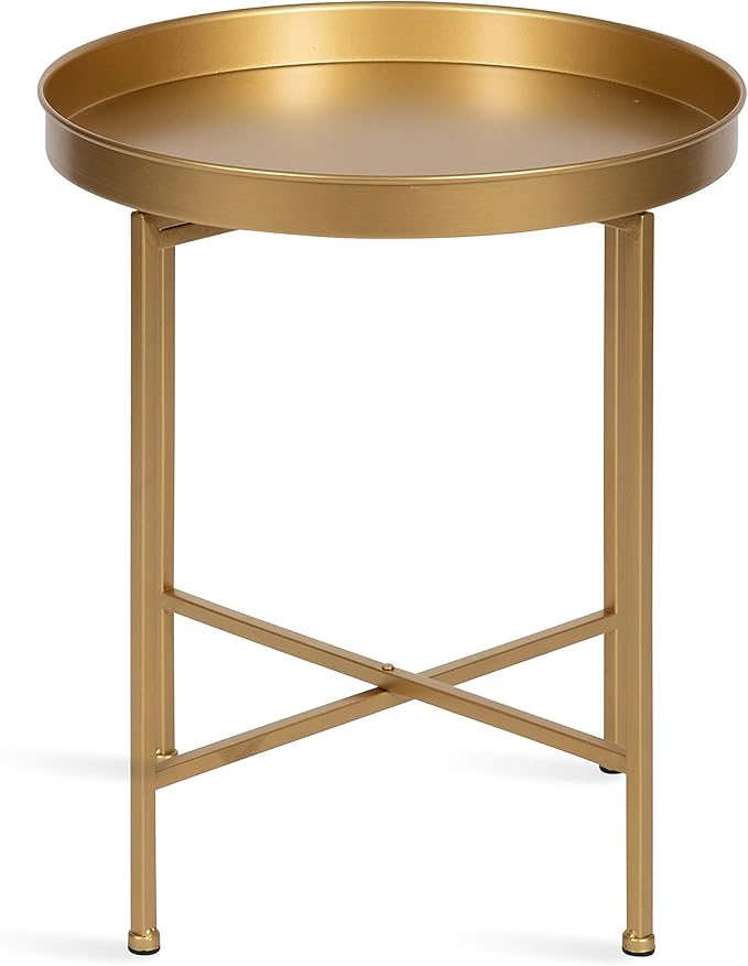 Kate and Laurel Celia Glam Round Side Table, 18.25 x 18.25 x 22, Gold, Modern Minimalist Accent Table for Storage and Display