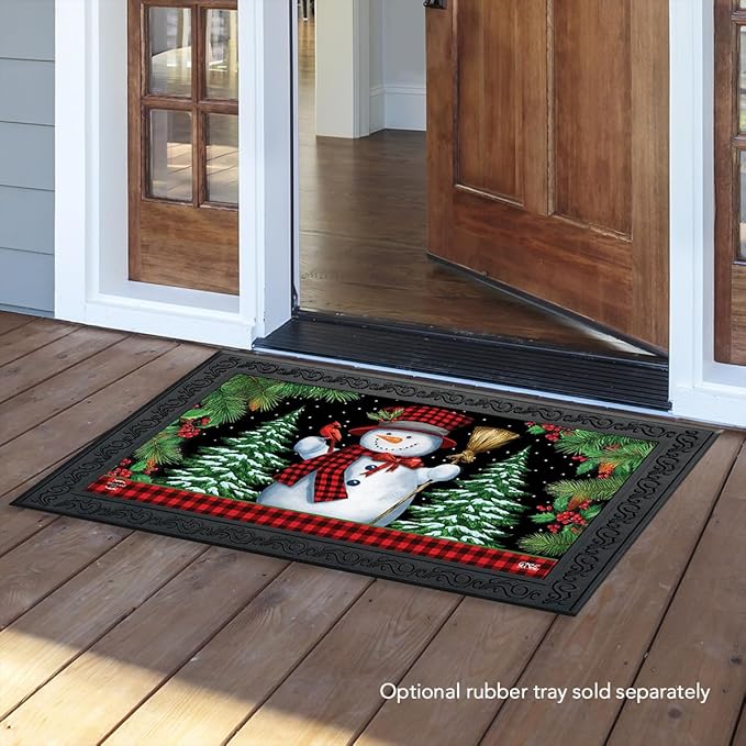 Briarwood Lane Red Checkered Snowman Winter Doormat