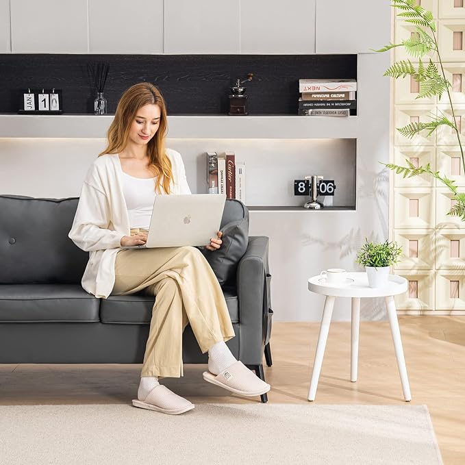 Apicizon White Round Side Table Set of 2, Tray Nightstand Sofa Coffee End Table for Living Room, Bedroom, Small Spaces, Easy Assembly Bedside Table, 15 x 18 Inches, White