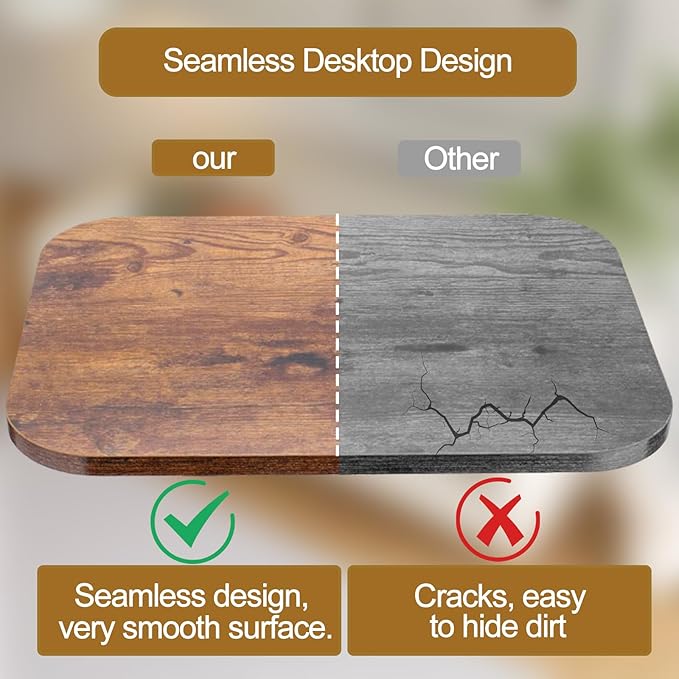 C Shaped End Table for Couch, 360° Swivel Height Adjustable TV Tray for Livingroom,Bedroom,Study and Small Spaces(Vintage Brown)