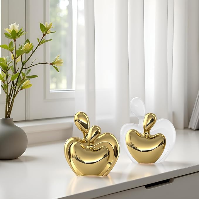 White Gold Mini Hugging Couple Statue Ceramic Lover Figurine Home Decor is a Romantic Gift for Her on Wedding Anniversary and Valentines, TV Stand Decoration Knick Knacks for Shelves (White Gold)