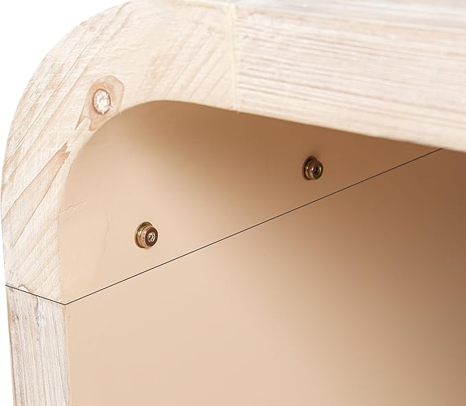 Coffee Table, 47.24"x23.62"x17.71" Farmhouse Vintage Crafts Curved Art Deco Side Table, Solid Wood Center Accent End Table for Living Room Bedroom Apartment, Oak