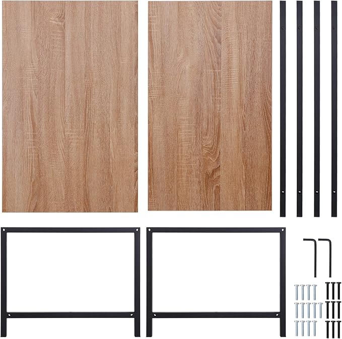 ZenStyle Industrial Coffee Table with Storage Shelf for Living Room, Wood Look Accent Furniture with Vintage Wooden Board Stable Metal Frame Cocktail Desk 2-Tier Tea Table