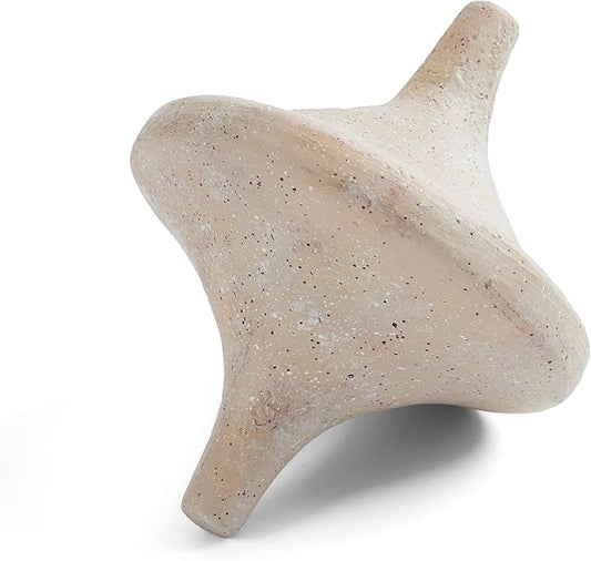 Spinning Top Statue, Coffee Table Sculpture for Modern Home & Office Desk Decor, Beige Shelf Decor for Boho Living Room, Bookshelf, Table Top, Aesthetic Room Decor, Unique Gift for Men (Resin)