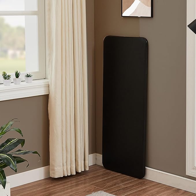 VECELO Folding Table Desk 47’’ with Collapsible Legs & Vinyl Upholstery, No Assembly Needed, Metal, Black