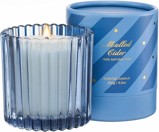 M&SENSE Mulled Cider Scented Candles, Soy Candles Non Toxic, 9.2oz Natural Organic Clean Burning Up to 60 Hours, Christmas Home Decor Gifts for Men Women